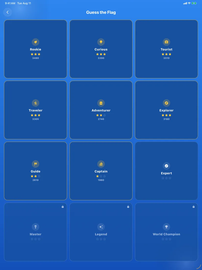 iPad level grid